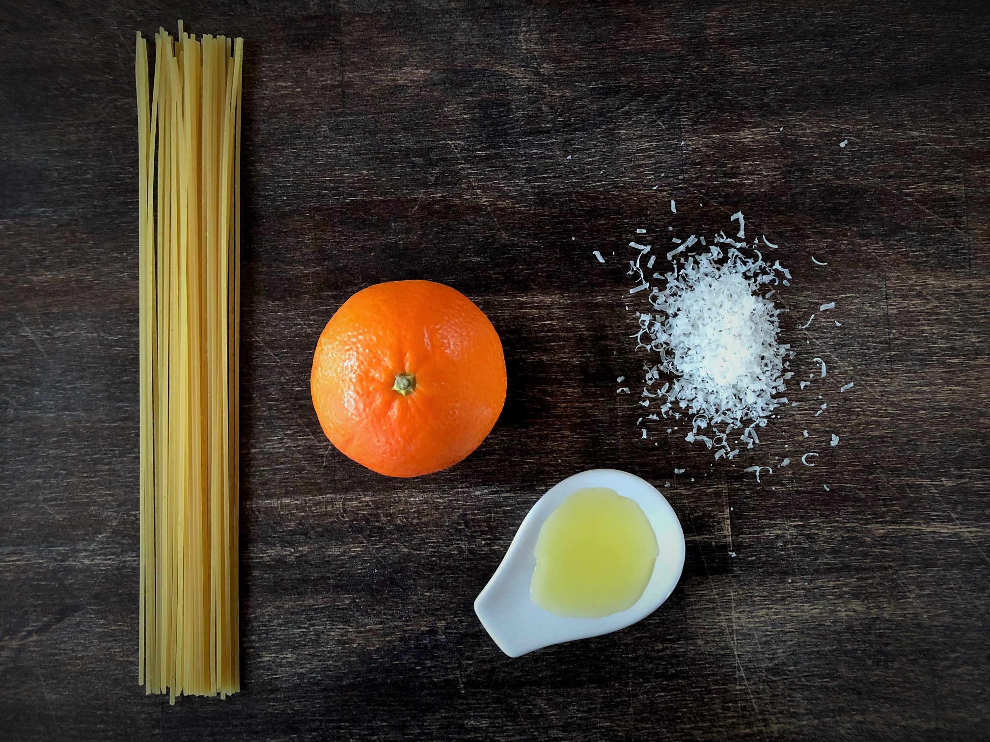 Spaghetti Mandarine Pecorino Foodblog Rezept Germanabendbrot