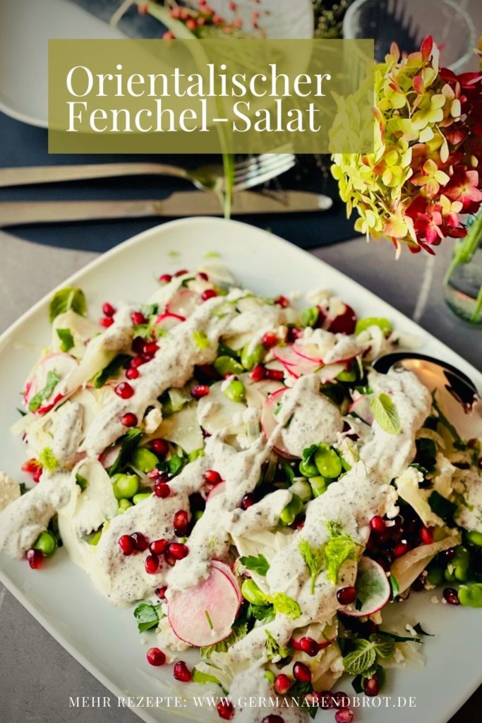 Salat mit Fenchel, Feta, dicken Bohnen, Radieschen.